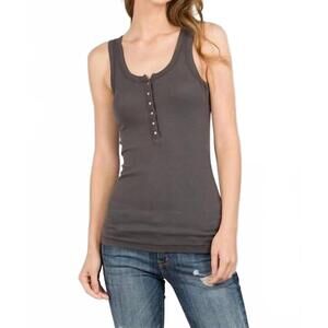 NEW CROWN JEWEL hollywood henley tank top in bark